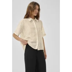 My Essential Wardrobe - Skjorte Hally Boxy Shirt - Oatmeal W. Dots