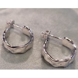 By Str - Milla Hammered Hoops - Slv