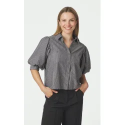 Neo Noir - Skjortebluse - Etta Stripe Stone - Dark Grey