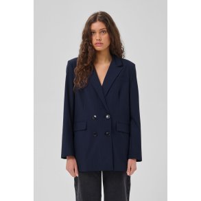 My essential Wardrobe - Lana Boxy Blazer - Dark sapphire Blue W. Stripe