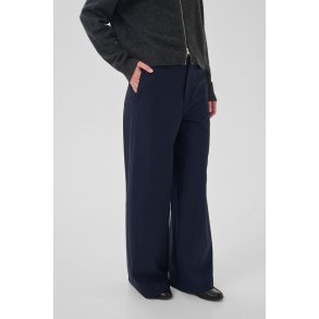 My Essential Wardrobe - Bukser Lana X- Wide Pant - Dark sapphire Blue W. Stripe
