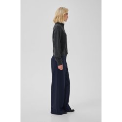 My Essential Wardrobe - Bukser Lana X- Wide Pant - Dark sapphire Blue W. Stripe