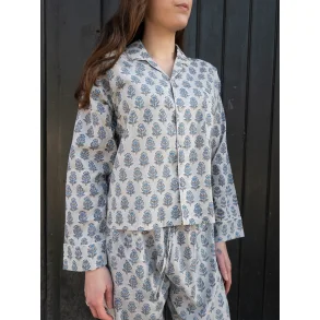 Craft Sisters - Pyjamas Blockprint - Grey Blue Flower