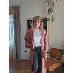 Relove And Roses - Lang Silke Kimono - Rosa