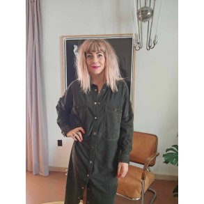 Depeche - Long Shirt Dress - ruskindskjole - 50372 - Forest Green