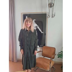 Depeche - Long Shirt Dress - ruskindskjole - 50372 - Forest Green