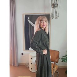 Depeche - Long Shirt Dress - ruskindskjole - 50372 - Forest Green