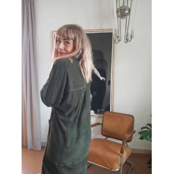 Depeche - Long Shirt Dress - ruskindskjole - 50372 - Forest Green
