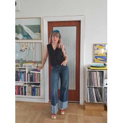 My Essential Wardrobe - Jeans DalviMW High Wide - Dark Blue Dirty Wash