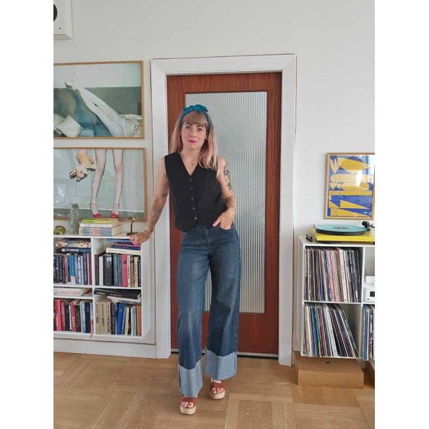 My Essential Wardrobe - Jeans DalviMW High Wide - Dark Blue Dirty Wash