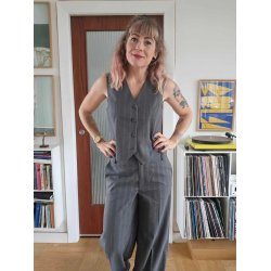 My Essential Wardrobe - Tito Wide Pant - Grey W. White Stripes