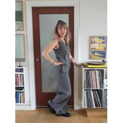 My Essential Wardrobe - Tito Wide Pant - Grey W. White Stripes