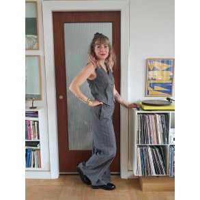 My Essential Wardrobe - Tito Wide Pant - Grey W. White Stripes