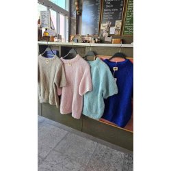 Coffee Beanies - Ida Short sleeved  Fluffy Alpaca - Pink/Lyserd