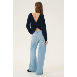 Essential Wardrobe - HuxiMW Knot Knit Pullover - Dark Sapphire Blue Mel