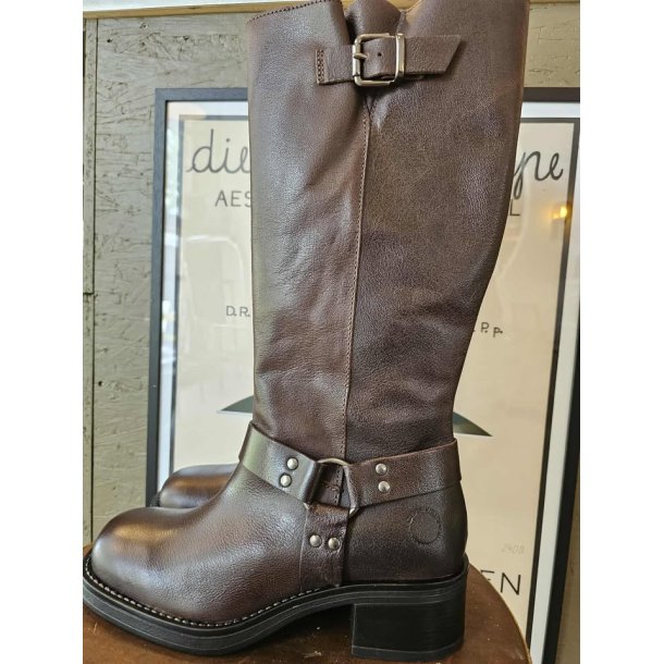 Ca'shott Copenhagen - Casrikke Tall Biker Boot Leather - Dark Brown