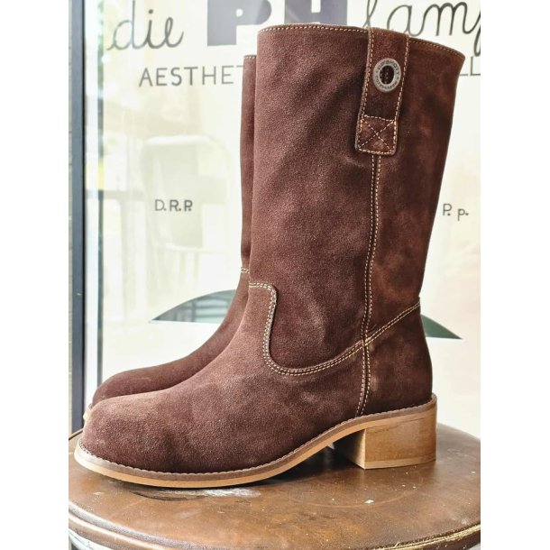 Ca'shott Copenhagen - Casvilma - Pull On Mid Cut Boot - Suede - Dark Brown