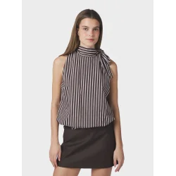 Neo Noir - Veda Wide Stripe Top - Dark Brown