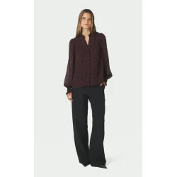 Neo Noir - Skjortebluse Astrida Dotted Blouse - Burgundy