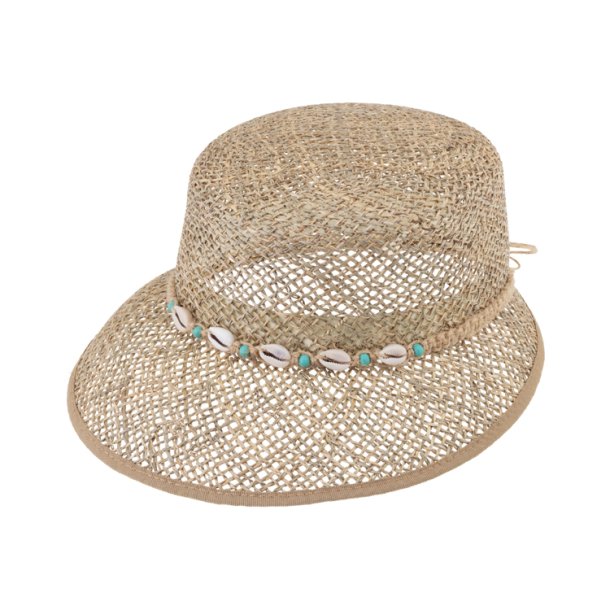 Fiebig - Straw Hat - Barge Seagras With Shell Decor