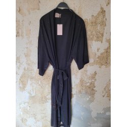 Relove And Roses - Lang Silke Kimono - Sort