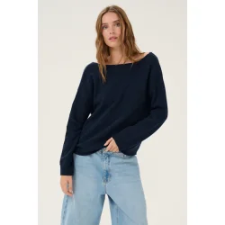 Essential Wardrobe - HuxiMW Knot Knit Pullover - Dark Sapphire Blue Mel