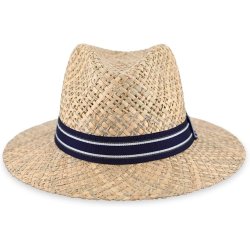 Fiebig - Straw Hat Traveller - Striped Grosgrain - Navy blue 