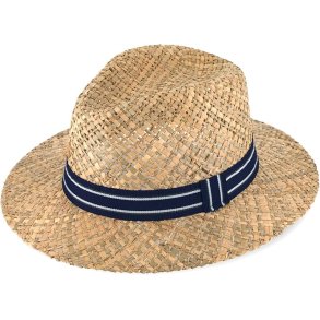Fiebig - Straw Hat Traveller - Striped Grosgrain - Navy blue 