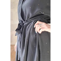 Relove And Roses - Lang Silke Kimono - Sort