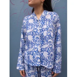 Craft Sisters - Pyjamas Blockprint - Blue Flower