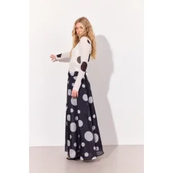 Hunk�n - Blair Long Skirt - Black/Dots 