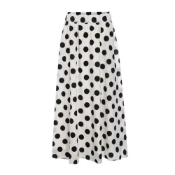 Hunkn - Bobby Long Skirt - White/Dots 