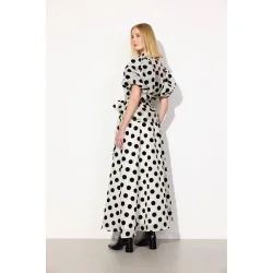 Hunkn - Bobby Long Skirt - White/Dots 