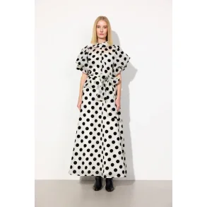 Hunkn - Bobby Long Skirt - White/Dots 