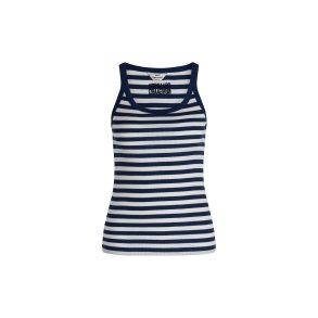 Mads Nrgaard - Top - 2x2 Cotton Stripe Carry Top -  Estate Blue/Cloud Dancer