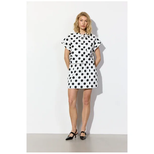Hunk�n - Nederdel Divina Skirt - White/dots