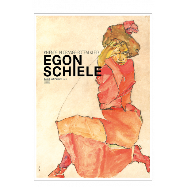 Permild og Rosengreen - Plakat - Egon Schiele, Kniende in orange-rotem kleid