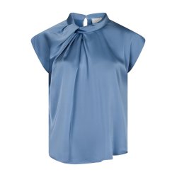 Neo Noir - Bluse - Fleur Drapy Satin Blouse - Dusty Blue