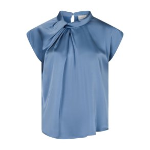 Neo Noir - Bluse - Fleur Drapy Satin Blouse - Dusty Blue
