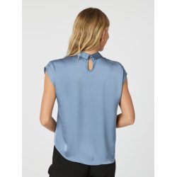 Neo Noir - Bluse - Fleur Drapy Satin Blouse - Dusty Blue