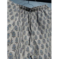 Craft Sisters - Pyjamas Blockprint - Grey Blue Flower