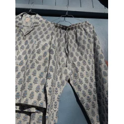 Craft Sisters - Pyjamas Blockprint - Grey Blue Flower