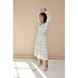 Hunkn - Luisa Long Dress - Blue Bobbles