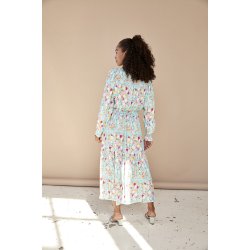 Hunkn - Luisa Long Dress - Blue Bobbles