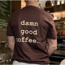 KAFFEBANKEN - T-shirt - Damn good coffee - Brun/R�hvid 