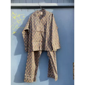 Craft Sisters - Pyjamas Blockprint - Three Flower Blue