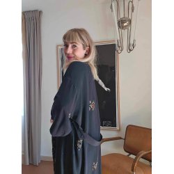 Relove And Roses - Lang Silke Kimono - Sort