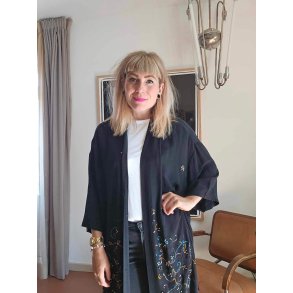 Relove And Roses - Lang Silke Kimono - Sort