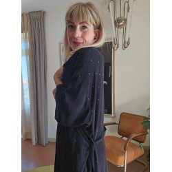 Relove And Roses - Lang Silke Kimono - Sort