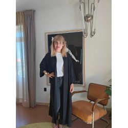 Relove And Roses - Lang Silke Kimono - Sort